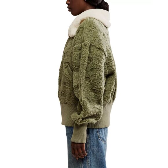 Free People Women's Jacket Sz L Cozy Up Sherpa Coat - Picture 3 of 8